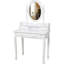 Bureau de meuble-lavabo avec miroir pivotant à 360 °, rangement à 4 tiroirs, finition blanche, tabouret confortable, tiroirs d'organisation soignés, utilisation polyvalente dans la chambre à coucher