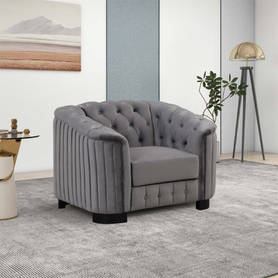 Velvet Upholstered Accent Sofa, Single Sofa Chair With Removable Seat Cushion -  Everly Quinn, 7C00D96EA2EC487BA8651D6C86F9E219