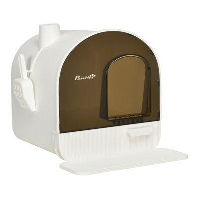 Cat Litter Box with Lid, Covered Litter Box for Indoor Cats with Tray, Scoop, Filter, 17" x 17" x 18.5"