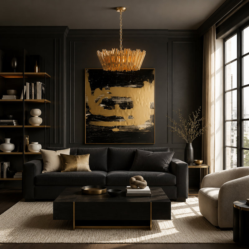 3 - Light Unique/Statement Rustic Drum Chandelier, Gold