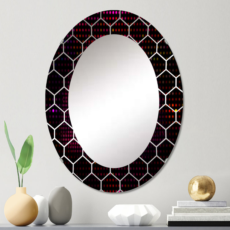 Détail des lèvres roses en forme de Pixel - miroir mural moderne, 30 po x 20 po