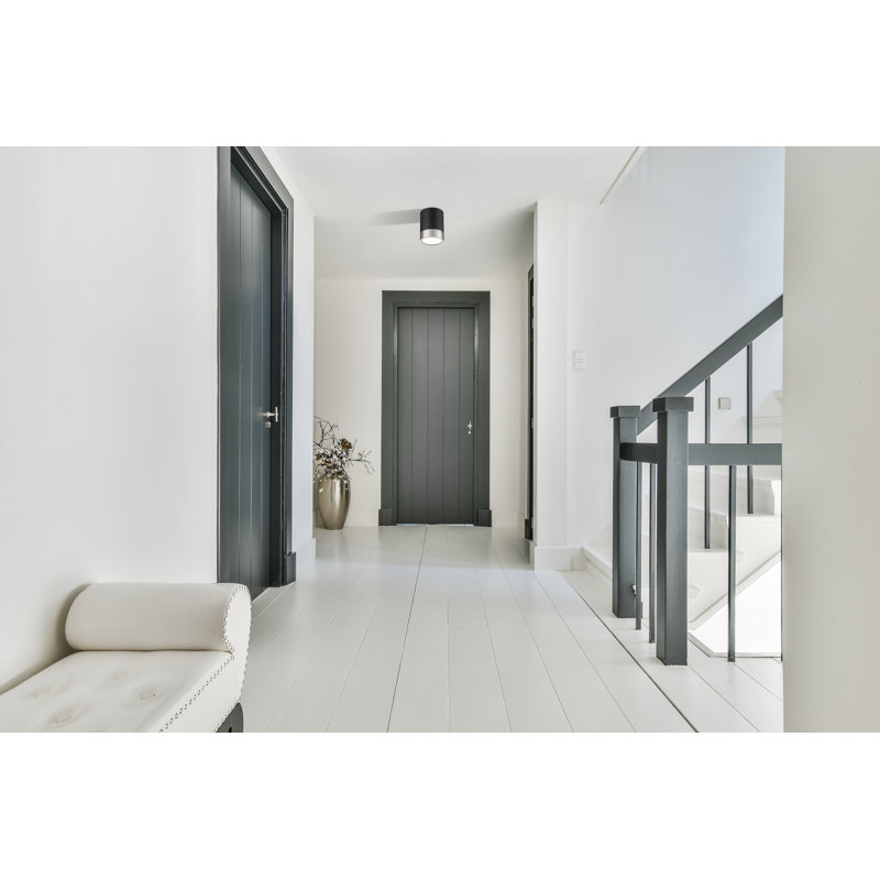 Jaylanis Acrylic LED Flush Mount, Matte Black/Brushed Nickel