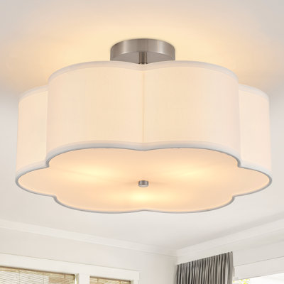Plafonnier semi-encastré 3 lumières en lin moderne