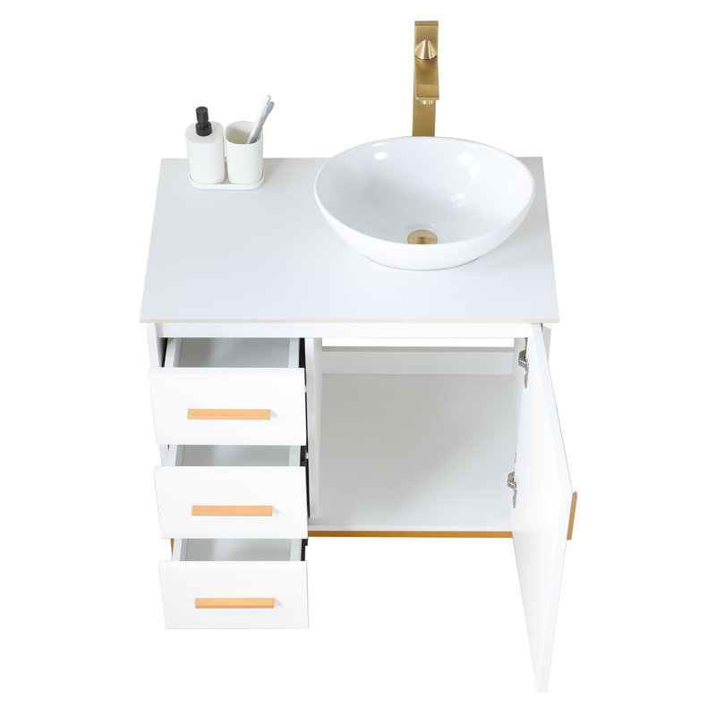  Modern Free-Standing Single Bathroom Vanity Set, White