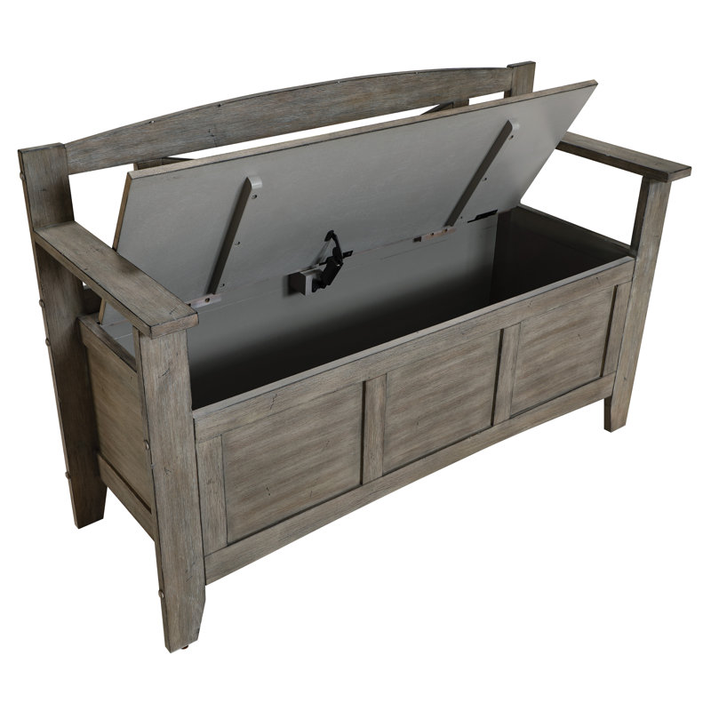 Banc de rangement en bois à couvercle relevable Chesterhill, Graystone
