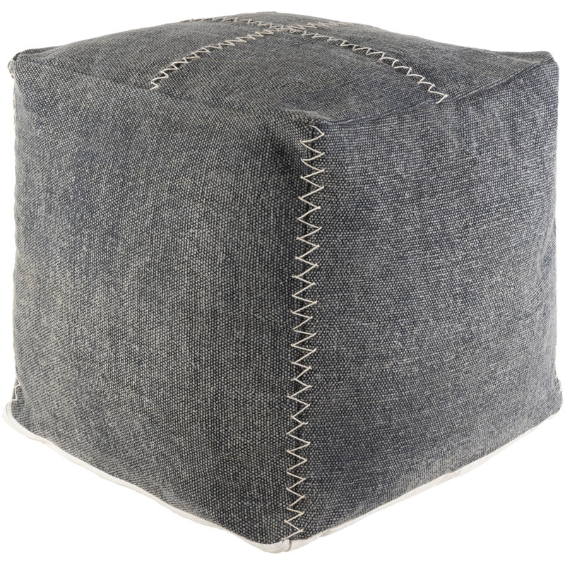 Aarshiya Rustic Square Upholstered Pouf in Natural Charm