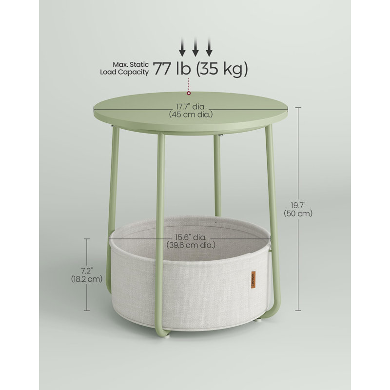 Blen End Table, Cream White, Laurel Green
