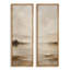 Paysage lacustre minimaliste beige chaud – Ensemble de 2 impressions d'art encadrées sur toile 60 po x 20 po x 2-134804015-134804013