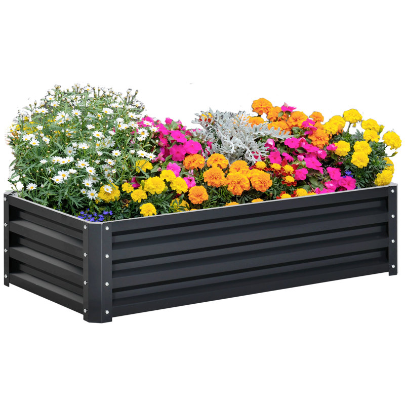 Lit de jardin surélevé en métal Evelin, 1, Gris, H 12 po x l 96 po x P 36 po