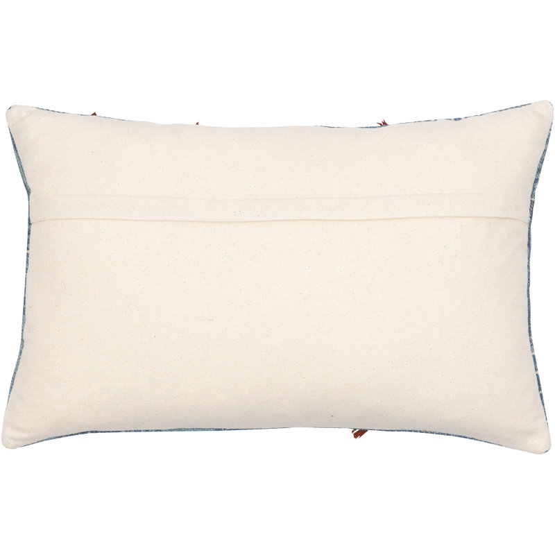 Blue and Orange Embroidered Cotton Kids Throw Pillow