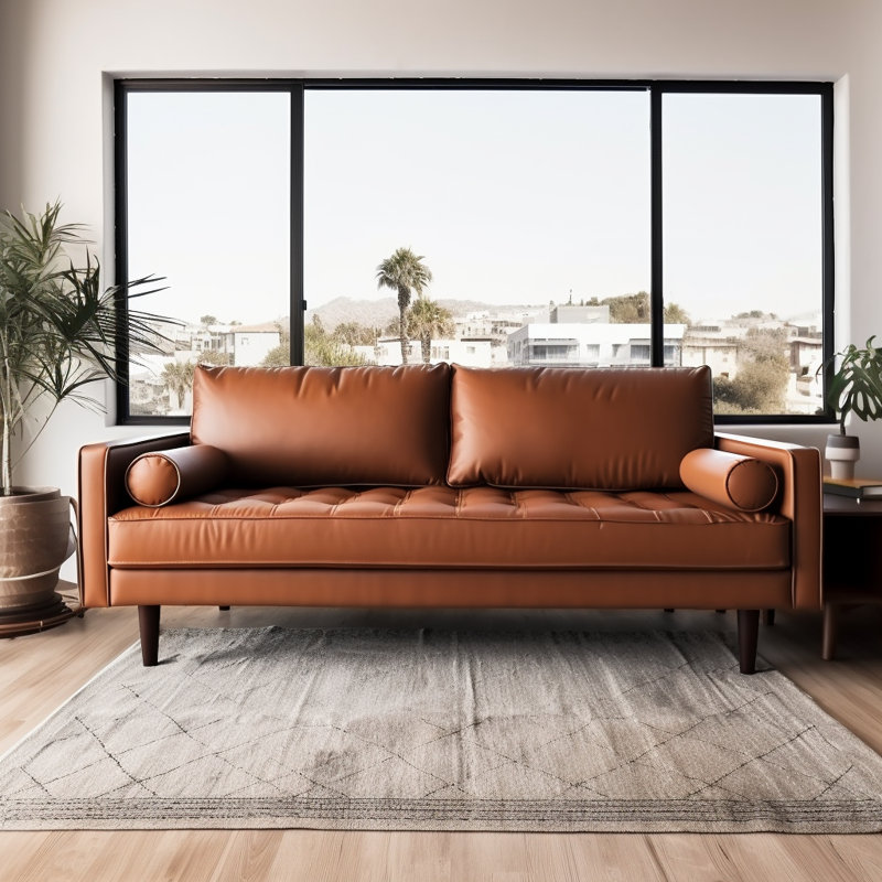 Burkleigh 70.1'' Faux Leather Sofa, Brown