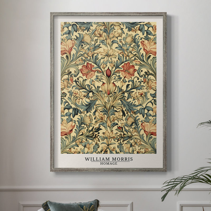 Reproduction encadrée de bois massif de la série CMVII de Wm Morris, H 21 po x l 17 po