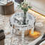 60cm Round Mirrored Coffee Table Glitz Sparkle Diamond Sofa Side Table with Crushed Crystal Inlay