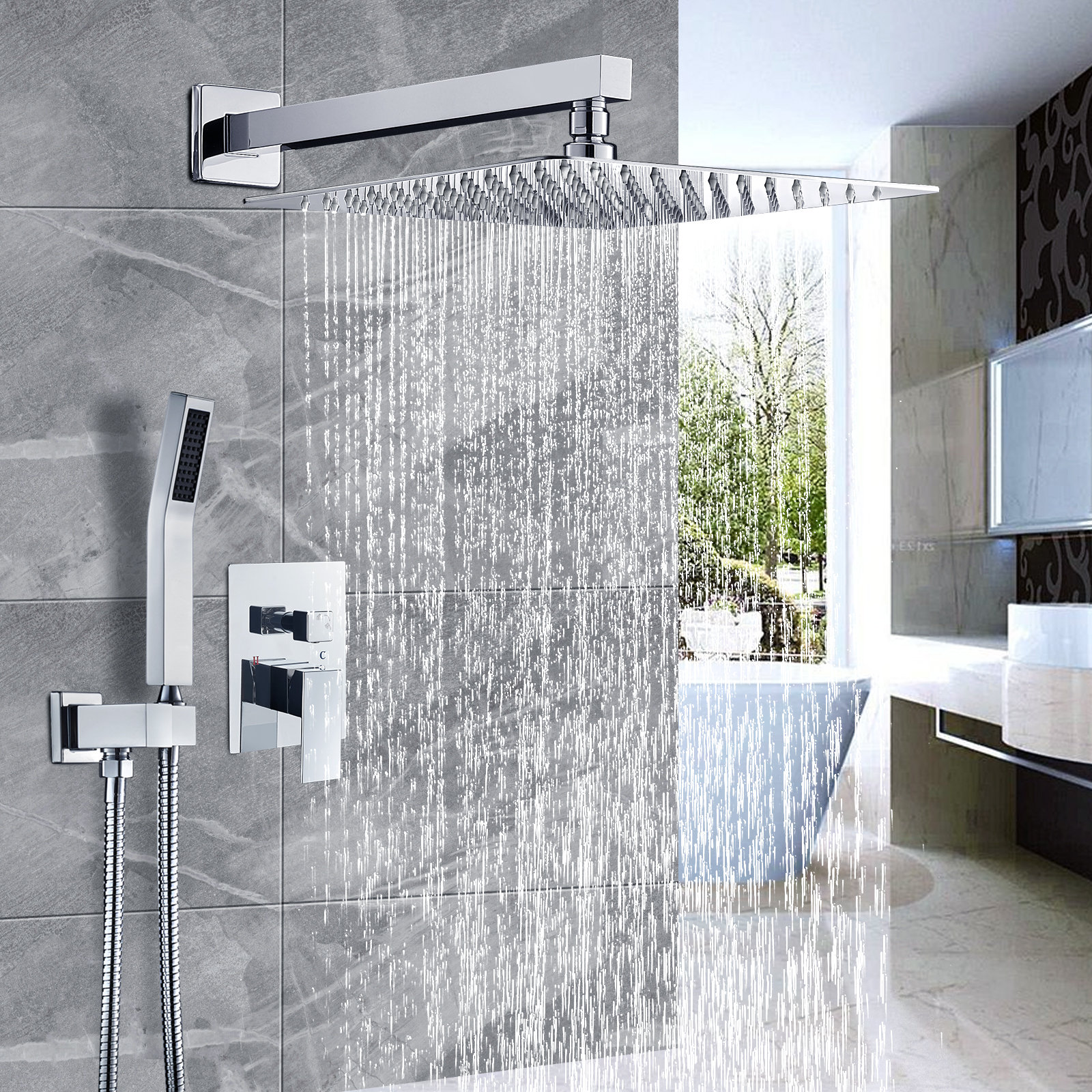 Cobbe 12" Rainfall Shower Head Complete Shower System with Rough-in Valve &  Reviews | Wayfair
