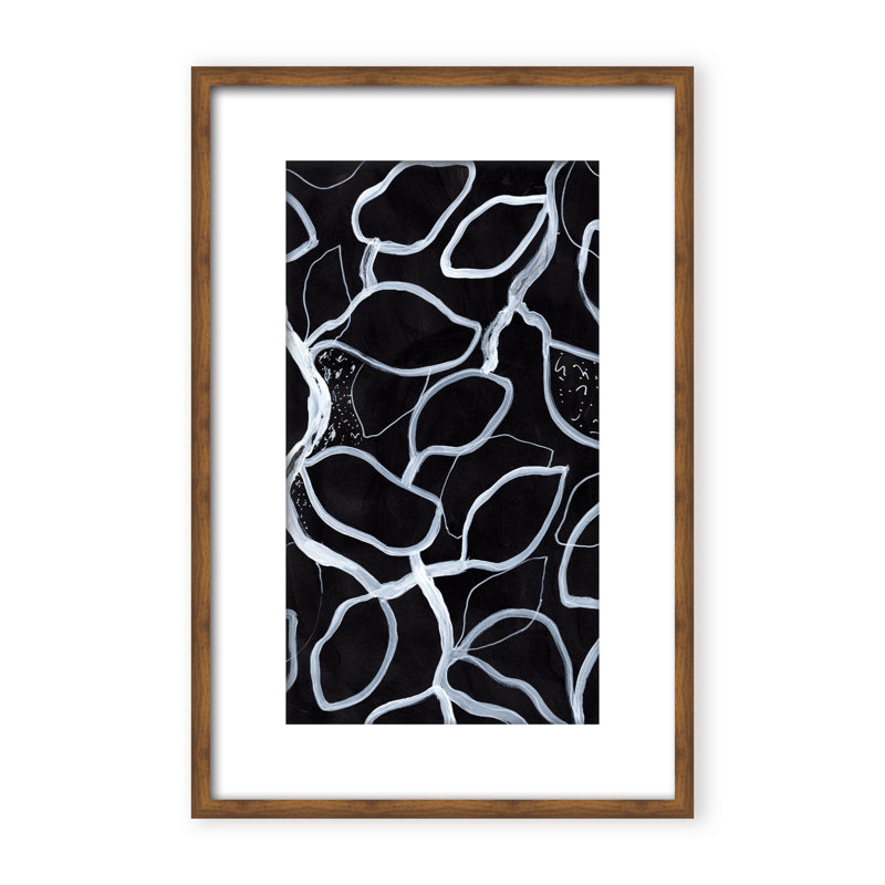 Abstract Tangled by  - Picture Frame Graphic Art on Paper, 24" H x 16" W x 1.125" D, Framed Matted Print, Black