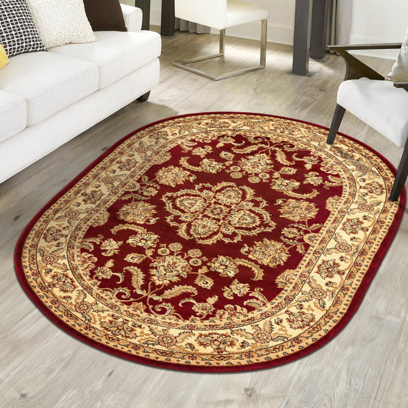 Tapis oriental beige / brique Niles, Ovale 4 pi 1 po x 6 pi 1 po