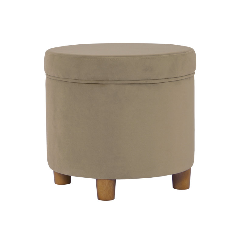 Mayen 19" Wide Round Storage Ottoman, Fawn Velvet