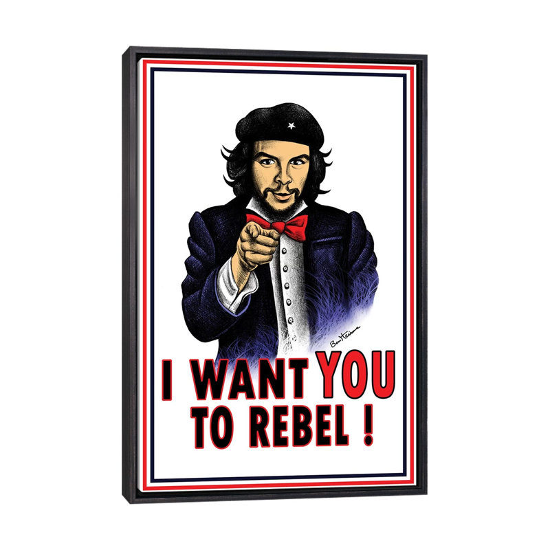 « Che » par Ben Heine-impression, Pas de tapis, H 26 po x l 18 po x P 1,5 po, Toile avec cadre noir patiné