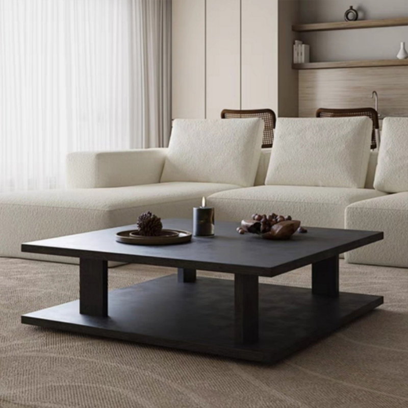 Table basse simple et moderne, H 14,96 po x L 31,49 po x l 31,49 po, Noir
