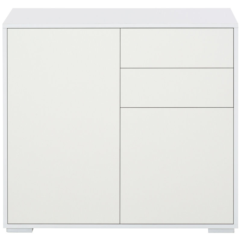 Buffet à buffet ultrabrillant avec tiroirs, Blanc