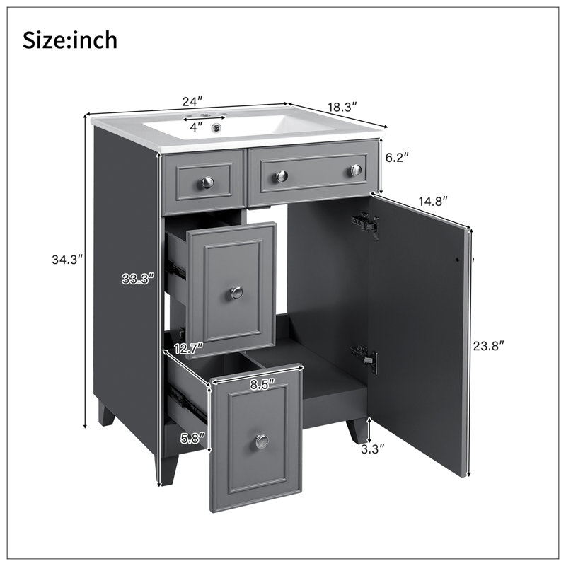 Meuble-lavabo pour salle de bain, Gris