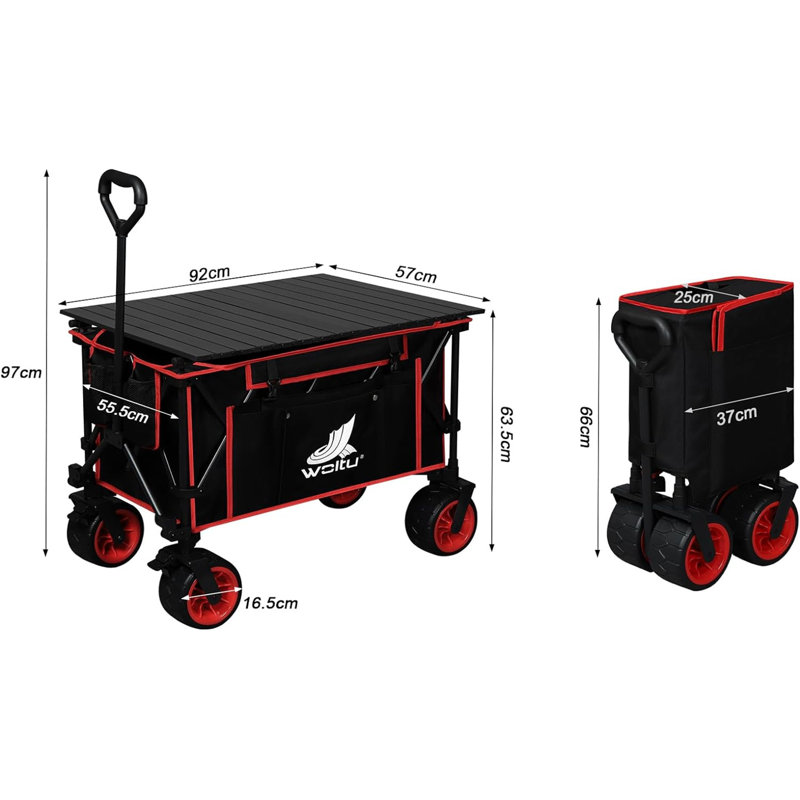 Roll-up Garden Cart, Black / Red