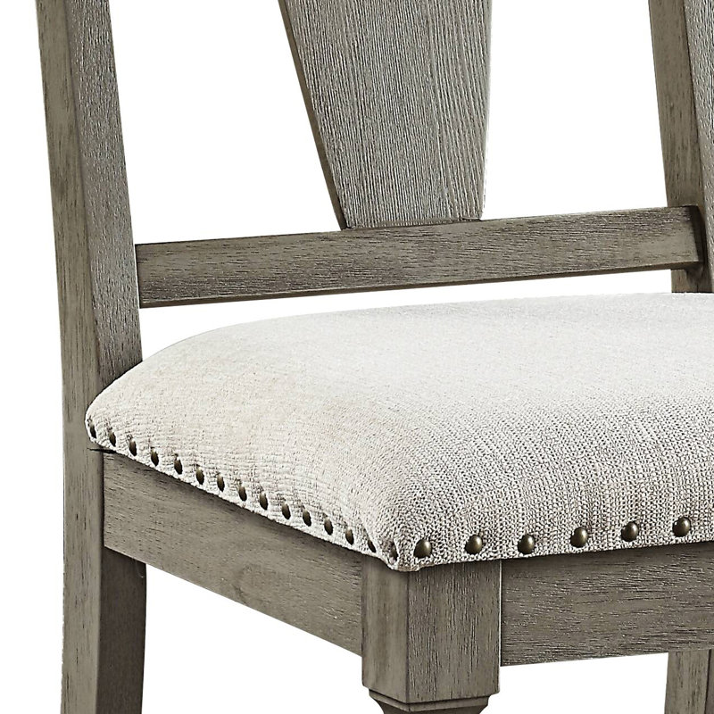 Chaises d'appoint rustiques (2 pièces) - Lin beige, ton chêne vieilli