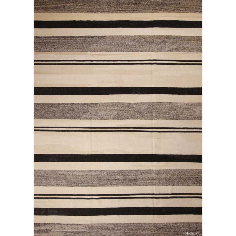 Tapis noir / blanc One-of-a-Kind Modern