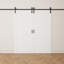 Porte de grange double à 5 panneaux en bois massif blanc H 80 po x l 48 po avec quincaillerie d'installation (aucun assemblage requis et peut être peint)-122000683-139863407
