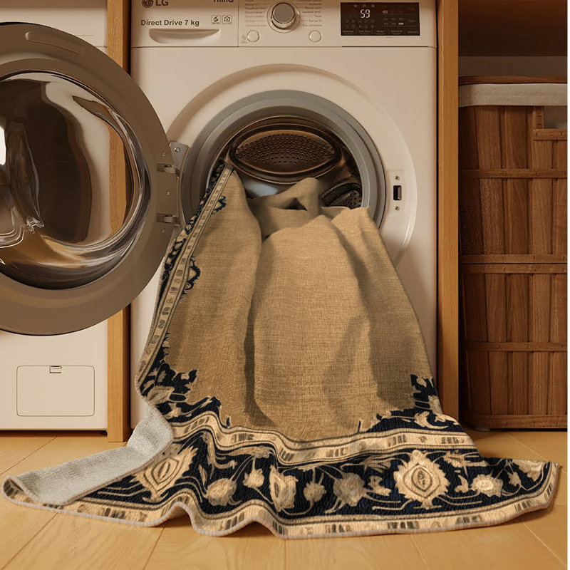 Machine Washable Persian Beige Area Rug, Runner 2' x 4'