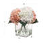 Ensemble de 8 arrangements d'hortensias roses et blancs | Faux fleurs dans des vases en verre avec un aspect d'eau - Décoration en vrac pour les événements et les maisons