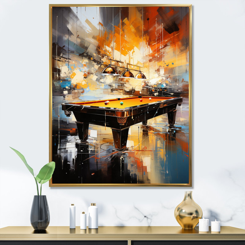 Billard Cueball Symphony An I - Billiards Large, art mural, Cadre flottant doré, H 32 po x l 24 po x P 1 po