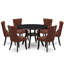 L'ensemble de salle à manger moderne 7 pièces se compose d'une table en bois et de 6 chaises modernes en tissu de polyester noir avec dossier capitonné - Noir sablé-1759206545-1759196831