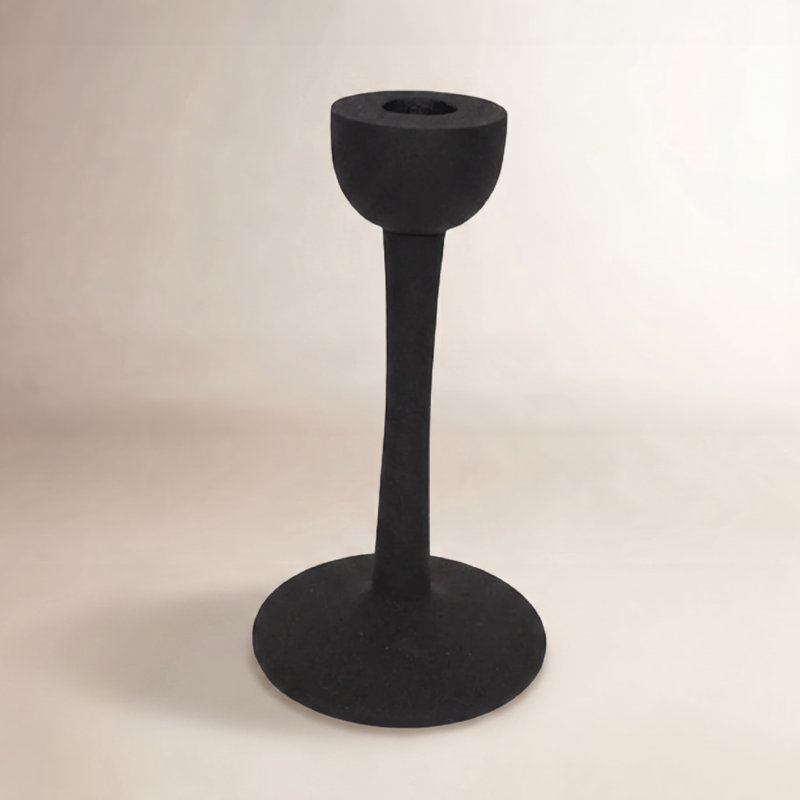 Giedre Aluminum Candlestick Holder, 8.5" H x 4" W x 4" D, Black