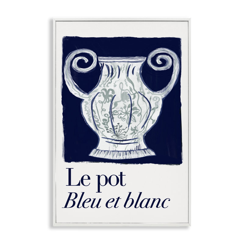  Vase Le Pot, H 24 po x l 16 po, Estampe numérique encadrée blanc bord de mer