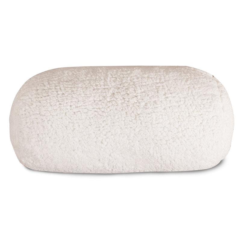 Solid Sherpa Round Faux Leather Bolster Pillow Cover & Insert