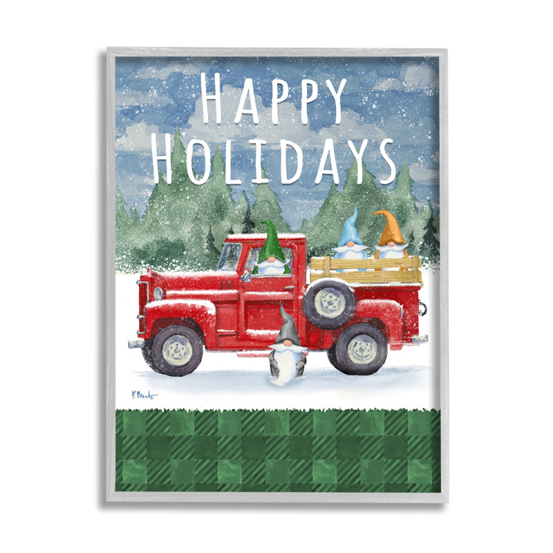 Camion «Happy Holidays» par Paul Brent, H 14 po x l 11 po x P 1,5 po, gris