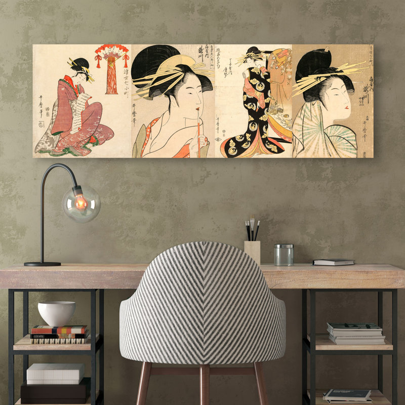 A Selection Of Beautiful Women by Kitagawa Utamaro - Print, 35cm H x 100cm W x 4cm D