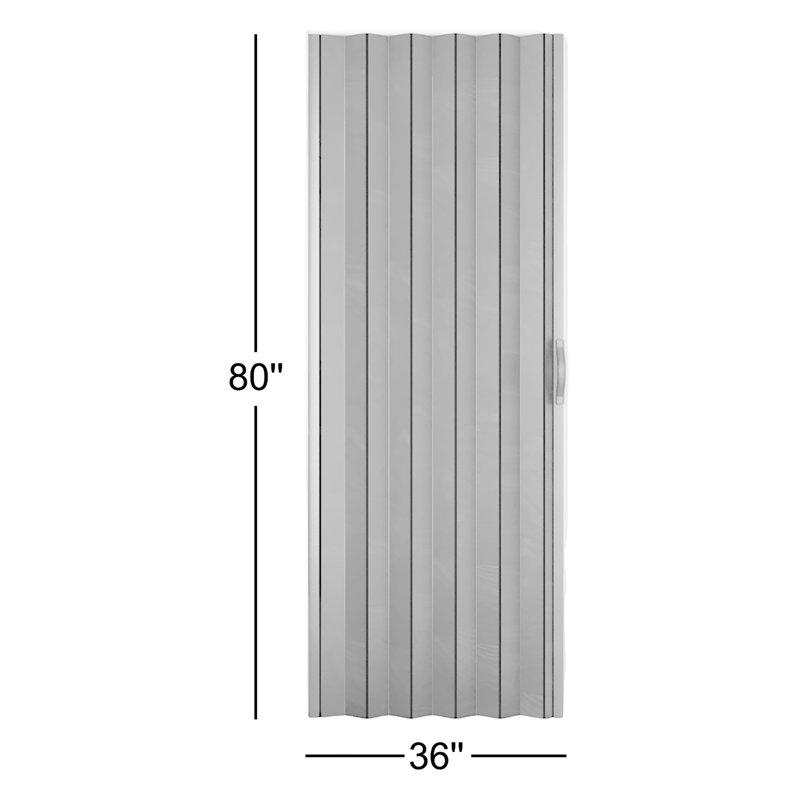 Porte accordéon à panneau creux 80 po, Noyer, 36 po x 80 po