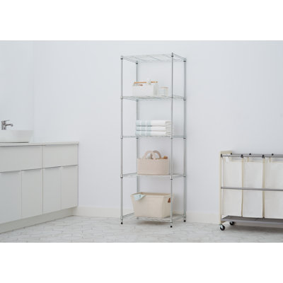  Étagère grillagée en métal à 5 niveaux 24 po x 18 po x 72 po Basics Ecostorage® / chrome