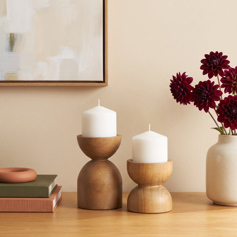 Lubbock 2 Piece Solid Wood Tabletop Pillar Set