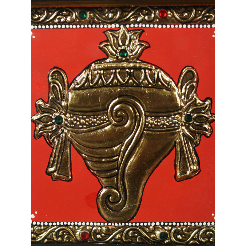 Panchajanya - symbole Vaishnava | Tanjore, peinture avec cadre