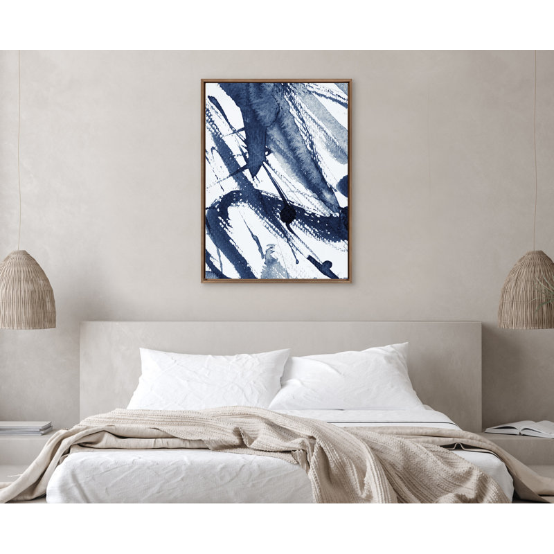 "Indigo Watercolor" par Amy Peterson, reproduction d'art sur toile encadrée, Doré, H 41,5 po x l 31,5 po