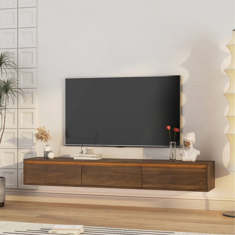 Jalonda LED Wall Mounted TV Stand For Tvs Up To 40'', Wood, 9"H x 65"W x 11.8"D