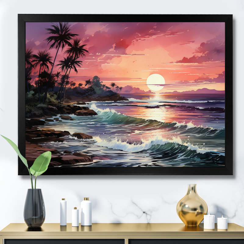 «Miami Pink Tropical Twilight», reproduction sur toile encadrée, null, null