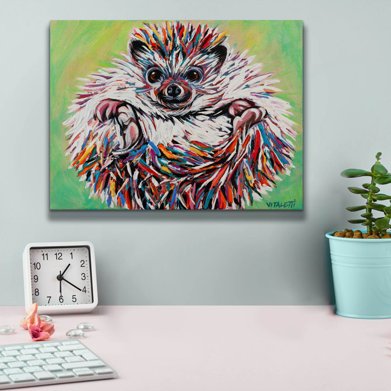 «Colorful Hedgehog 2» par Carolee Vitaletti, art mural sur toile, H 12 po x l 16 po x P 0,75 po