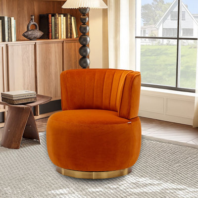Modern style Velvet Swivel Barrel Accent Chairs with Gold Base, 360° Cuddle Chair for Living Room, Bedroom, Office or Club
