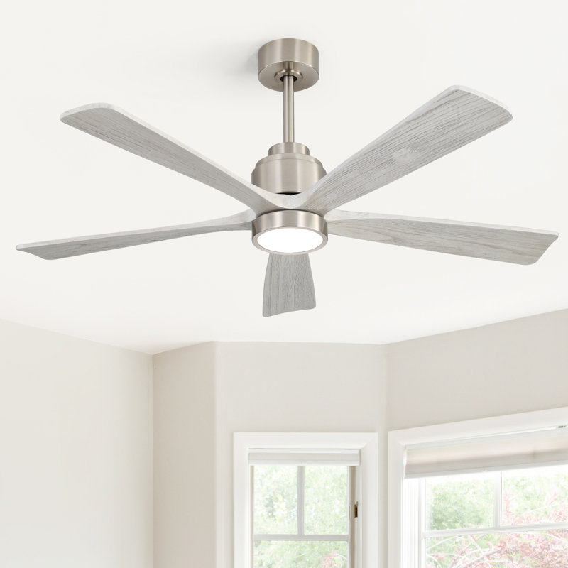Ventilateur de plafond en bois massif de 52 pouces avec télécommande et moteur à courant continu silencieux