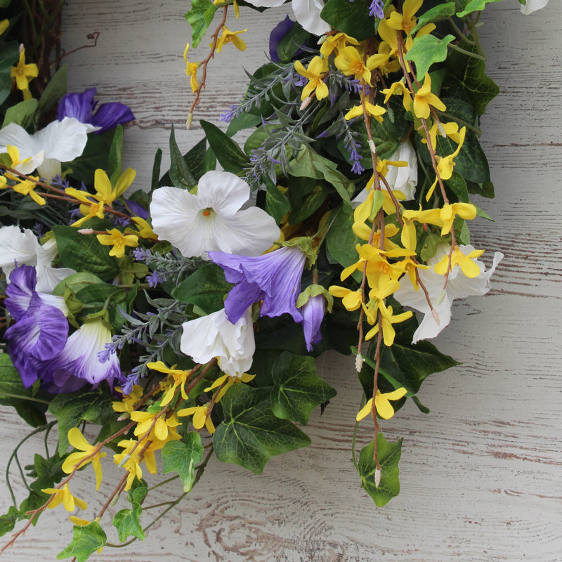 Pétunia, couronne de porte d'entrée d'été, H 30 po x l 30 po x P 6 po
