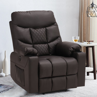 Fauteuil de massage inclinable chauffant en similicuir